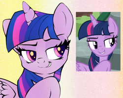 Size: 2500x2000 | Tagged: safe, artist:zokkili, imported from derpibooru, screencap, twilight sparkle, alicorn, pony, shadow play, bust, confident, female, folded wings, horn, mare, portrait, scene interpretation, screencap reference, smiling, smug, smuglight sparkle, solo, twilight sparkle (alicorn), wings