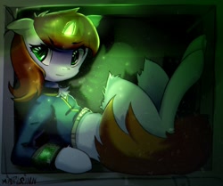 Size: 2200x1841 | Tagged: safe, artist:mistleinn, imported from derpibooru, oc, oc only, oc:littlepip, pony, unicorn, fallout equestria, clothes, female, glowing, glowing horn, green eyes, horn, pipbuck, solo