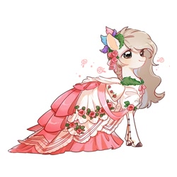 Size: 700x700 | Tagged: safe, artist:dreamsugar, imported from derpibooru, oc, oc only, pony, clothes, commission, dress, female, flower, mare, rose, simple background, solo, white background