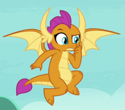 Size: 832x736 | Tagged: safe, imported from derpibooru, screencap, smolder, dragon, non-compete clause, cropped, dragoness, female, flying, raised eyebrow, solo, spread wings, wings