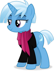 Size: 2909x3817 | Tagged: safe, artist:anime-equestria, imported from derpibooru, trixie, unicorn, alternate hairstyle, clothes, female, horn, lidded eyes, mare, scarf, simple background, smiling, solo, transparent background