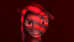 Size: 1192x670 | Tagged: safe, artist:nutrafin, imported from derpibooru, pinkie pie, earth pony, pony, 3d, creepy, creepy smile, dreamworks face, eyebrows, eyelashes, female, insanity, looking at you, mare, pinkamena diane pie, slasher smile, smiling, solo, staring into your soul, the fourth wall cannot save you