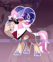 Size: 2390x2793 | Tagged: safe, artist:gkolae, imported from derpibooru, oc, oc only, goat, adoptable, cloven hooves, horns, male, solo, sunglasses, unshorn fetlocks, watermark, zoom layer