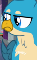 Size: 526x858 | Tagged: safe, imported from derpibooru, screencap, gallus, griffon, school daze, cropped, gallus is not amused, male, solo, unamused