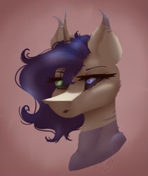 Size: 1535x1827 | Tagged: safe, artist:thelazyponyy, imported from derpibooru, oc, oc only, pony, unicorn, black sclera, bust, clothes, heterochromia, horn, unicorn oc