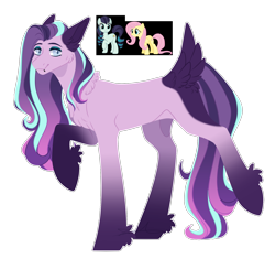 Size: 1700x1600 | Tagged: safe, artist:purplegrim40, imported from derpibooru, coloratura, fluttershy, oc, pegasus, pony, female, magical lesbian spawn, male, mare, offspring, parent:coloratura, parent:fluttershy, raised hoof, rarashy, simple background, stallion, transparent background