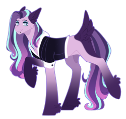Size: 1700x1600 | Tagged: safe, alternate version, artist:purplegrim40, imported from derpibooru, oc, oc only, earth pony, pony, clothes, earth pony oc, magical lesbian spawn, male, offspring, parent:coloratura, parent:fluttershy, raised hoof, simple background, solo, stallion, transparent background