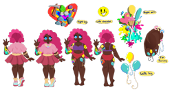 Size: 800x432 | Tagged: safe, artist:windywendy29, imported from derpibooru, pinkie pie, human, alternate hairstyle, barefoot, belly button, bra, bracelet, chubby, clothes, commission, cutie mark tattoo, dark skin, ear piercing, earring, feet, female, humanized, jewelry, necklace, panties, piercing, purple underwear, red underwear, reference sheet, shirt, shoes, simple background, skirt, sneakers, solo, t-shirt, tattoo, transparent background, underwear