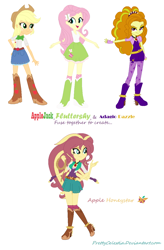 Size: 872x1326 | Tagged: safe, artist:prettycelestia, imported from twibooru, adagio dazzle, applejack, fluttershy, equestria girls, boots, clothes, fusion, gem, high heel boots, image, png, shoes, siren gem