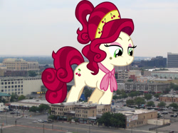 Size: 1280x960 | Tagged: safe, artist:jaredking779, artist:jeatz-axl, imported from derpibooru, cherry jubilee, earth pony, pony, female, giant cherry jubilee, giant pony, giant/macro earth pony, giantess, highrise ponies, irl, macro, mare, mega giant, photo, ponies in real life, salt lake city, utah