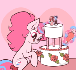 Size: 900x829 | Tagged: safe, artist:starrtoon, imported from derpibooru, oc, oc only, pony, unicorn, cake, food, frosting, heterochromia, solo, wedding cake