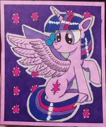 Size: 2992x3574 | Tagged: safe, artist:aking, imported from derpibooru, twilight sparkle, alicorn, butterfly, pony, butterfly on nose, insect on nose, solo, traditional art, twilight sparkle (alicorn)