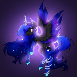 Size: 3204x3202 | Tagged: safe, artist:thelazyponyy, imported from derpibooru, oc, oc only, alicorn, pony, alicorn oc, ethereal mane, eye scar, horn, scar, solo, starry mane, wings