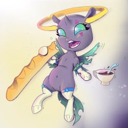 Size: 700x700 | Tagged: safe, artist:fxablom, imported from derpibooru, oc, changeling, bread, food, solo