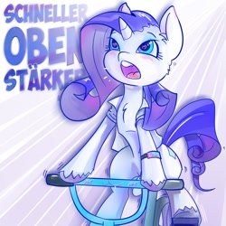 Size: 700x700 | Tagged: safe, artist:fxablom, imported from derpibooru, rarity, pony, unicorn, bicycle, german, solo