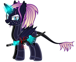 Size: 8260x6763 | Tagged: safe, artist:severity-gray, imported from derpibooru, oc, oc:night shade, alicorn, bat pony, bat pony alicorn, pony, armor, bat wings, exoskeleton, eyeshadow, freckles, horn, jetstream sam, katana, leonine tail, looking at you, magic, makeup, metal gear, metal gear rising, nudity, ponytail, sheath, simple background, smiling, smiling at you, solo, sword, tail, telekinesis, transparent background, weapon, wings