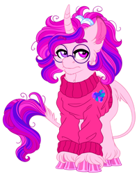 Size: 1024x1302 | Tagged: safe, artist:azure-art-wave, imported from derpibooru, pony, unicorn, clothes, female, glasses, mare, simple background, solo, sweater, transparent background, turtleneck