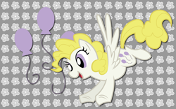 Size: 2560x1600 | Tagged: safe, edit, imported from derpibooru, surprise, pegasus, pony, adoraprise, balloon, cute, female, flower, g1, g1 to g4, g4, generation leap, mare, smiling, spread wings, wallpaper, wallpaper edit, wings