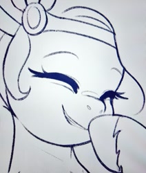 Size: 868x1024 | Tagged: safe, artist:maren, imported from derpibooru, pipp petals, pegasus, pony, bust, cute, eyes closed, female, g5, mare, monochrome, sketch, smiling, solo, wip