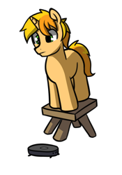 Size: 548x781 | Tagged: safe, artist:neuro, imported from derpibooru, oc, oc only, pony, unicorn, male, pony oc, roomba, simple background, solo, stallion, stool, transparent background