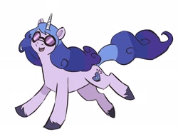 Size: 2048x1544 | Tagged: safe, artist:mayugraffiti, imported from derpibooru, izzy moonbow, pony, unicorn, female, g5, glasses, horn, mare, open mouth, open smile, simple background, smiling, solo, white background