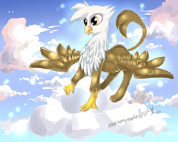 Size: 2500x2000 | Tagged: safe, artist:aquagalaxy, imported from derpibooru, gilda, griffon, pony, cloud, solo, spread wings, wings