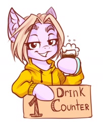 Size: 1497x1845 | Tagged: safe, artist:falafeljake, imported from derpibooru, oc, oc:lazzy butt, alcohol, beer, solo