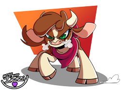 Size: 5911x4402 | Tagged: safe, artist:saucepit, imported from derpibooru, cow, them's fightin' herds, arizona (tfh), bandana, cloven hooves, community related, cows doing cow things, female, logo, simple background, snorting, solo, transparent background