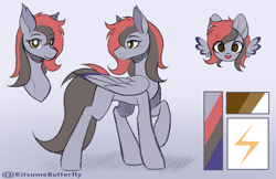 Size: 1700x1100 | Tagged: safe, artist:tresmariasarts, imported from derpibooru, oc, oc only, oc:atomic voltage, pegasus, female, pegasus oc, reference sheet, simple background