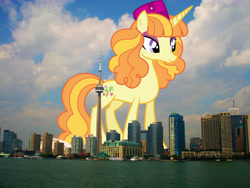 Size: 2048x1536 | Tagged: safe, artist:ambassad0r, artist:thegiantponyfan, imported from derpibooru, tropical dream, pony, unicorn, canada, female, giant pony, giant unicorn, giantess, highrise ponies, irl, macro, mare, mega giant, photo, ponies in real life, toronto