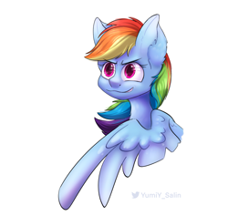 Size: 1965x1860 | Tagged: source needed, useless source url, safe, artist:yumiy_salin, imported from derpibooru, rainbow dash, pegasus, pony, cute, female, mare, red eyes, simple background, solo, watermark, white background