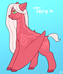 Size: 662x772 | Tagged: safe, artist:greenarsonist, imported from derpibooru, oc, oc only, oc:tero 🦖, dinosaur, monster pony, original species, pterosaur, dino pony, dinopony, long hair, looking at you, smiling, smiling at you, solo, unshorn fetlocks