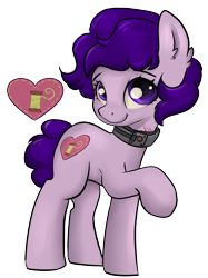 Size: 1559x2087 | Tagged: safe, artist:dumbwoofer, imported from derpibooru, oc, oc:stitch tight, earth pony, pony, fallout equestria, bomb collar, collar, cutie mark, female, looking at you, mare, raised hoof, scar, simple background, slave, smiling, solo, transparent background