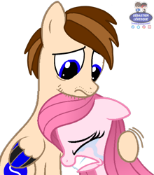 Size: 800x911 | Tagged: safe, artist:guruyunus17, artist:mrstheartist, imported from ponybooru, oc, oc only, oc:annisa trihapsari, oc:seb the pony, pony, collaboration, comforting, crying, cutie mark, duo, eyes closed, sadness, simple background, transparent background