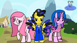 Size: 2252x1266 | Tagged: safe, artist:mrstheartist, imported from ponybooru, oc, oc:annisa trihapsari, oc:hsu amity, oc:ponyseb 2.0, ponyville, trio