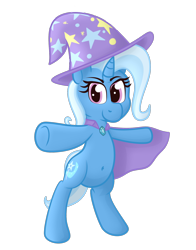 Size: 1362x1736 | Tagged: safe, artist:xppp1n, imported from ponybooru, trixie, unicorn, bipedal, cape, clothes, female, hat, looking at you, mare, solo, trixie's cape, trixie's hat