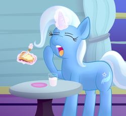 Size: 2048x1886 | Tagged: safe, artist:xppp1n, imported from ponybooru, trixie, unicorn, bread, butter, female, food, magic, mare, solo, telekinesis, toast, trixie's wagon, yawn