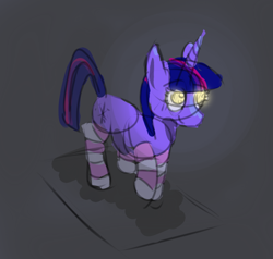 Size: 762x725 | Tagged: safe, artist:neccanon, twilight sparkle, unicorn, clothes, female, glowing eyes, mare, socks, solo