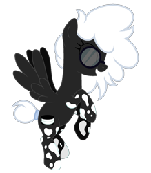 Size: 1400x1600 | Tagged: safe, artist:ponkus, imported from derpibooru, oc, oc only, oc:double stuff, pegasus, pony, eyes closed, female, glasses, mare, mottled coat, round glasses, side view, simple background, smiling, solo, spots, spread wings, transparent background, wings