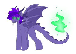 Size: 1400x1000 | Tagged: safe, artist:puppie, imported from derpibooru, oc, oc only, oc:radagast, demon, demon pony, pony, black sclera, fire, forked tongue, glowing, glowing eyes, horns, lidded eyes, simple background, slit pupils, solo, spread wings, transparent background, webbed wings, wings