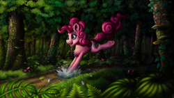 Size: 1920x1080 | Tagged: safe, artist:nuxersopus, imported from derpibooru, pinkie pie, pony, forest, solo