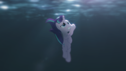 Size: 1920x1080 | Tagged: safe, artist:lumo_xu, imported from derpibooru, starlight glimmer, pony, unicorn, asphyxiation, drowning, ocean, pmv, solo, underwater, water