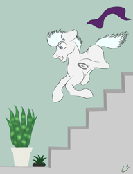 Size: 899x1173 | Tagged: safe, artist:lennystendhal13, imported from derpibooru, double diamond, pony, solo, stairs, this will end in pain