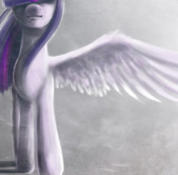 Size: 1097x1080 | Tagged: safe, artist:feather-ponyart, imported from derpibooru, twilight sparkle, alicorn, pony, female, front view, hair over eyes, mare, solo, spread wings, twilight sparkle (alicorn), wings