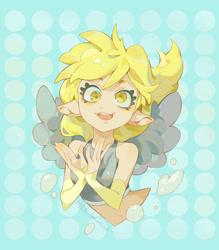 Size: 938x1073 | Tagged: safe, artist:animesoul, imported from derpibooru, part of a set, derpy hooves, human, bubble, eared humanization, humanized, smiling, winged humanization, wings
