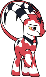 Size: 2860x4734 | Tagged: safe, artist:frownfactory, imported from derpibooru, demon, demon pony, imp, pony, blitzo, devil tail, fangs, helluva boss, horns, male, ponified, simple background, solo, stallion, tail, transparent background, vector