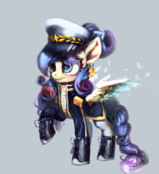 Size: 3646x4000 | Tagged: safe, artist:xyq, imported from derpibooru, oc, pegasus, pony, boots, clothes, female, military, military uniform, outfit, shoes, simple background, solo, uniform