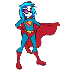 Size: 1000x1000 | Tagged: safe, artist:thatradhedgehog, imported from derpibooru, dj pon-3, vinyl scratch, human, equestria girls, dc comics, simple background, superman, transparent background