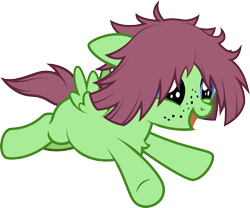 Size: 1997x1658 | Tagged: safe, artist:lightning stripe, derpibooru exclusive, imported from derpibooru, oc, oc only, oc:watermelon success, pegasus, pony, blank flank, blue eyes, chest fluff, commission, cute, female, filly, floppy ears, foal, freckles, happy, jumping, mare, messy mane, ocbetes, open mouth, outstretched arms, red mane, show accurate, simple background, solo, spread wings, transparent background, vector, wings, young