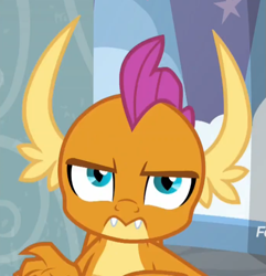 Size: 673x699 | Tagged: safe, imported from derpibooru, screencap, smolder, dragon, school daze, season 8, spoiler:s08, cropped, dragoness, female, looking at you, smolder is not amused, solo, unamused